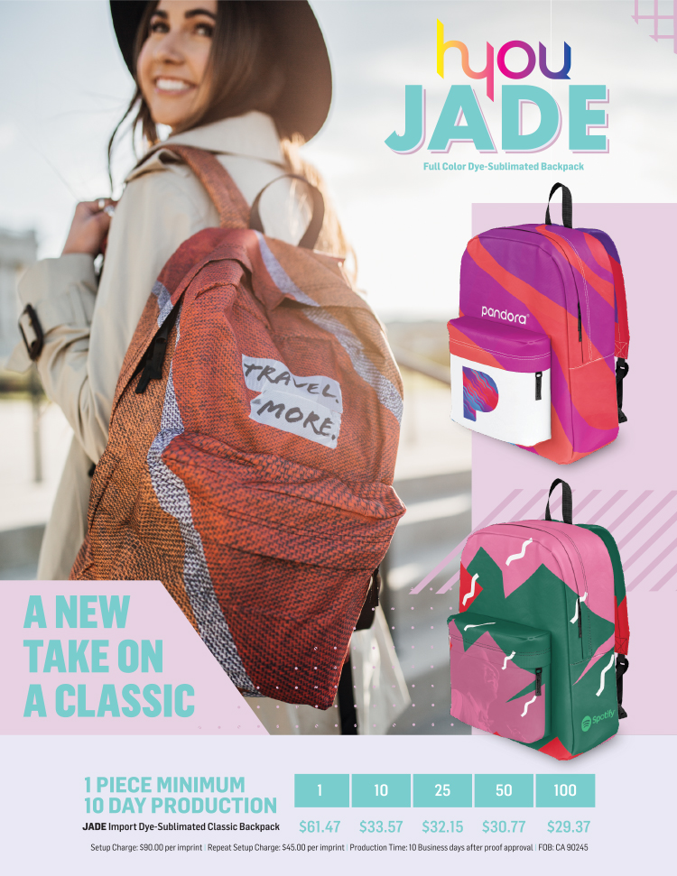 Jade Full Color Dye-Sublimated Backpack