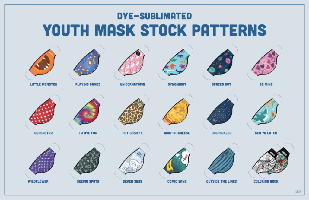 Dye-Sub Youth Mask Stock Patterns